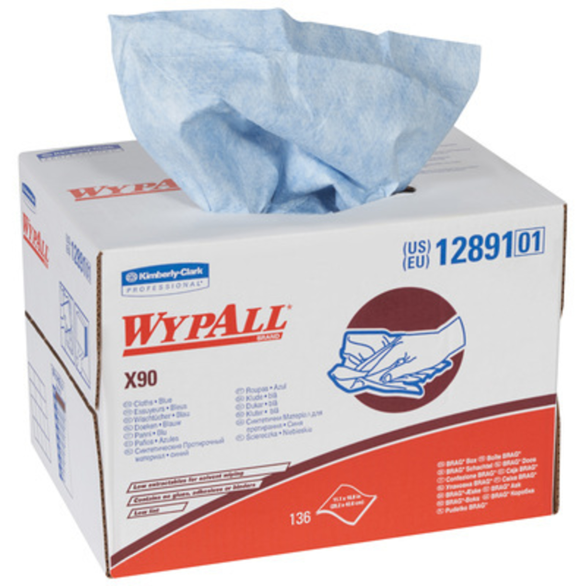 WypAll X90 Heavy-Duty Wipers - 11.1in. x 16.8in., Blue, Model# KW126